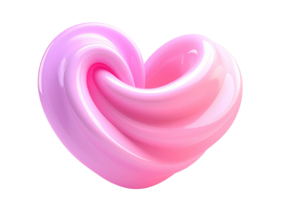 A vibrant, glossy heart shape formed by a spiraling ribbon