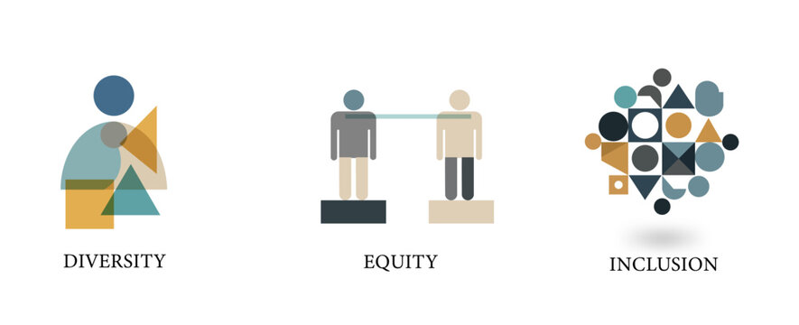 Minimal logo icons of Core Concepts of Diversity, Equity, and Inclusion (DEI)	