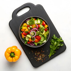 top view of vegan salad with fresh ingredients