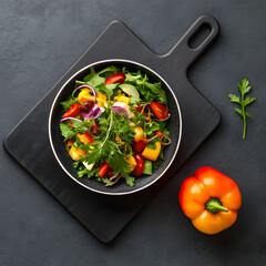 top view of vegan salad with fresh ingredients