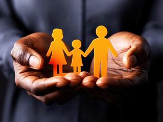 Family symbols representing love and togetherness in hands