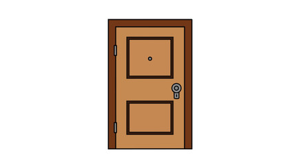 Simple Illustration of a Wooden Door with Modern Hardware Showing Basic Design and Construction Features for Interior or Exterior Settings