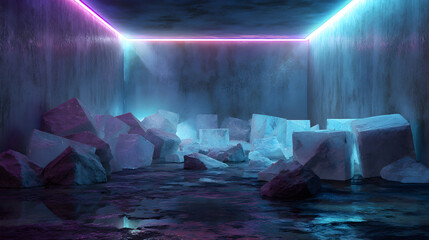 Illuminated ice cavern