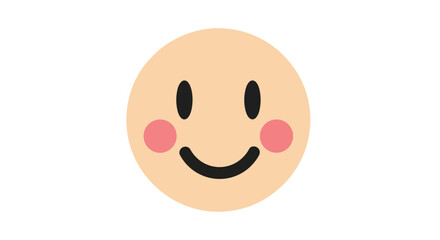 Fototapeta premium Adorable Minimalist Face Illustration Featuring Light Skin Tone Cheek Blush and Smiling Expression with Simple Black Eyes and Mouth for Friendly