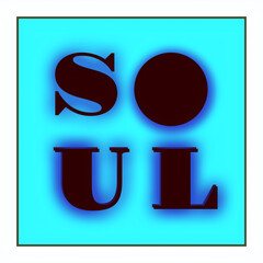 Glowing Soul Logo On Blue  Square - Vintage Style-Soul Music ,60s ,70s