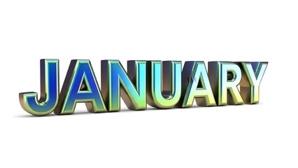 3D Metallic January blue green