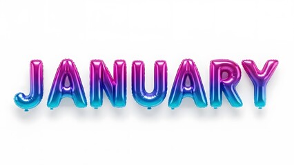 Colorful balloons spelling January pink blue