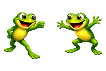 Fototapeta premium Two joyful frogs dancing