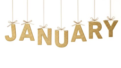 Glittery January Hanging Letters gold