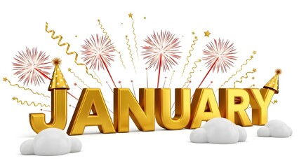 Gold January Celebration with Fireworks party