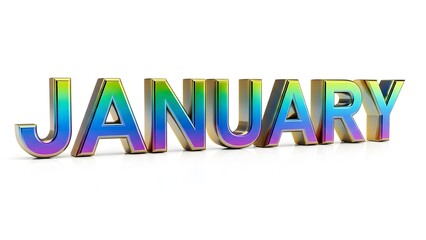 Rainbow January Text colorful 3d text shiny