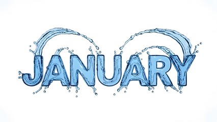 Water effect january text splash blue liquid