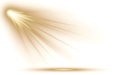 Golden light rays shining brightly in dark space