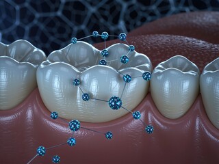 Molecular structure on human teeth and gums; dental protection concept