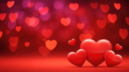 Romantic hearts glowing in warmth