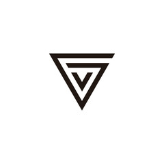 Letter v in G, triangle geometric symbol simple logo vector