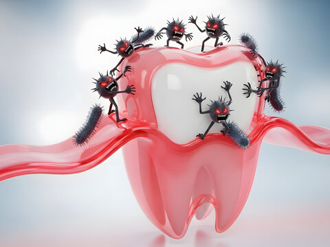 The Bacterial Attack: How Plaque Causes Tooth Deca Tooth with bacteria
