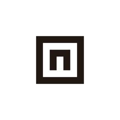 Letter n in O, square geometric symbol simple logo vector
