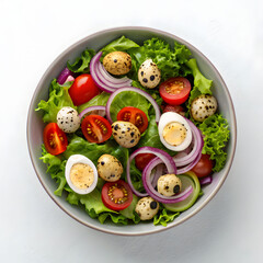 fresh salad with vegetables tomatoes red onions