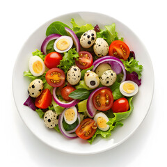 fresh salad with vegetables tomatoes red onions
