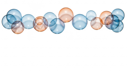 Blue and orange bubbles on transparent background isolated on transparent background