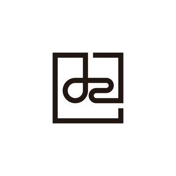 Letter d2 curve, square geometric symbol simple logo vector