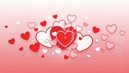 A burst of hearts in a soft pink glow