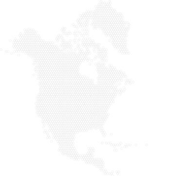 North America &ndash; hexagonal grid vector map (LCC projection, PPT-compatible & fully editable)