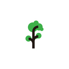 Letter f tree, plant geometric simple symbol logo vector