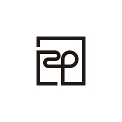 Number 2 letter p square, curve, geometric simple symbol logo vector