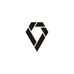 Diamond, fold geometric simple symbol logo vector