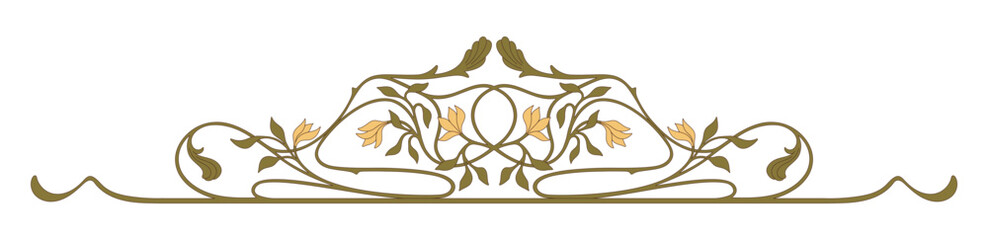 Art Nouveau floral border. Decorative element. Vector.