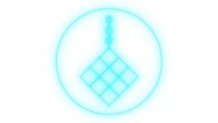 Stylized glowing ketupat peace symbol icon illustration representing ramadan eid al-fitr celebration, islamic culture, tradition and greetings, modern vector design isolated on transparent background.