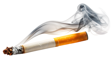 Smoking cigarette isolated on transparent background
