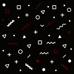Seamless Black Red Abstract Geometric Icon Pattern Bold Style