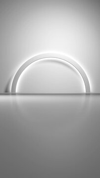 3d render podium on abstract white background. Minimal clean showcase concept. Empty blank with copy space. Futuristic clean studio with animated light.
