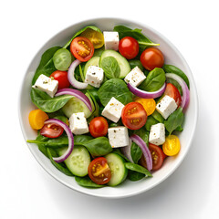 fresh healthy salad with delicious spinach feta
