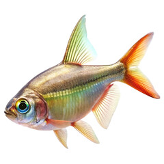 Obraz premium Colorful freshwater fish with iridescent scales on transparent