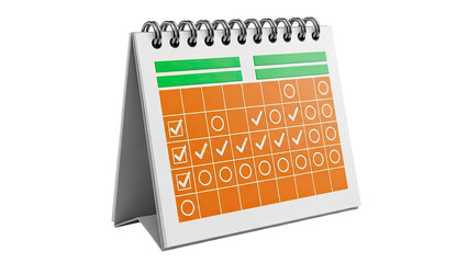 Desk Calendar with Checkmarks and Circles