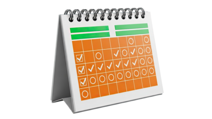 Desk Calendar with Checkmarks and Circles