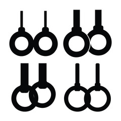 Four sets of gymnastic rings silhouette vector illustration for sport and fitness