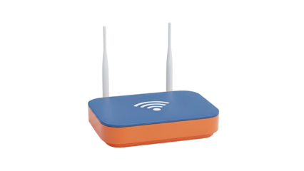 Modern Wireless Router with Wi-Fi Symbol