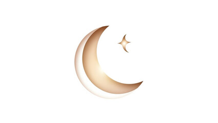 Obraz premium Golden Crescent Moon with Star Isolated on White Background