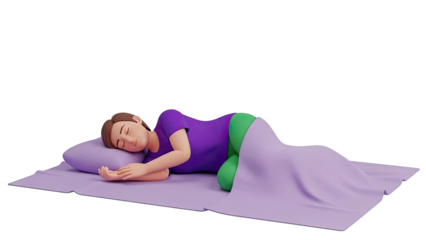 Person sleeping on side with pillow between knees