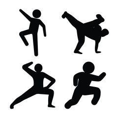 Dynamic human silhouette collection illustrating various active poses and athletic movements