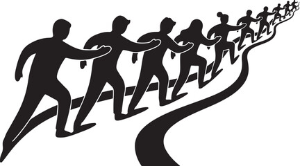 Business competition concept with silhouetted runners in a race