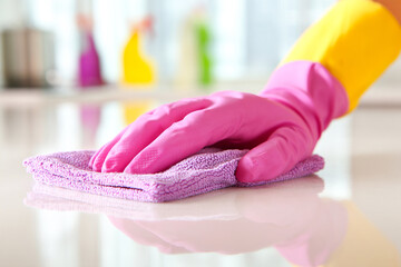 Cleaning chaos on the kitchen counter as spring cleaning begins with a splash Generative AI