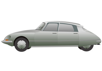 Véhicule de collection, de couleur grise, de profil © guitou60