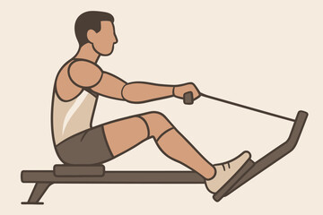 Man Exercising on Rowing Machine for Fitness and Health 1.