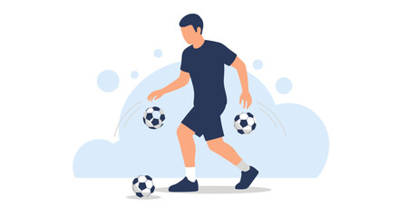 Man in Black Shirt Juggling Soccer Balls with Skill.